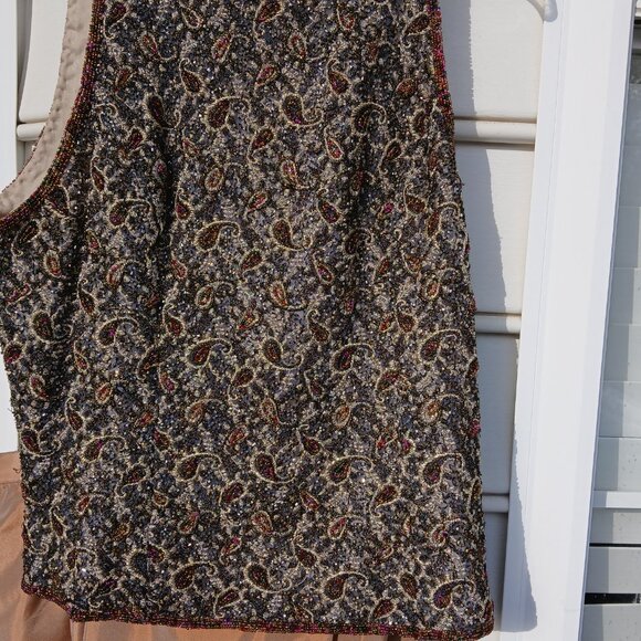 Adrianna Papell Beaded Silk Formal Tank Top with Organza Formal Skirt--Size 16 - Picture 2 of 8